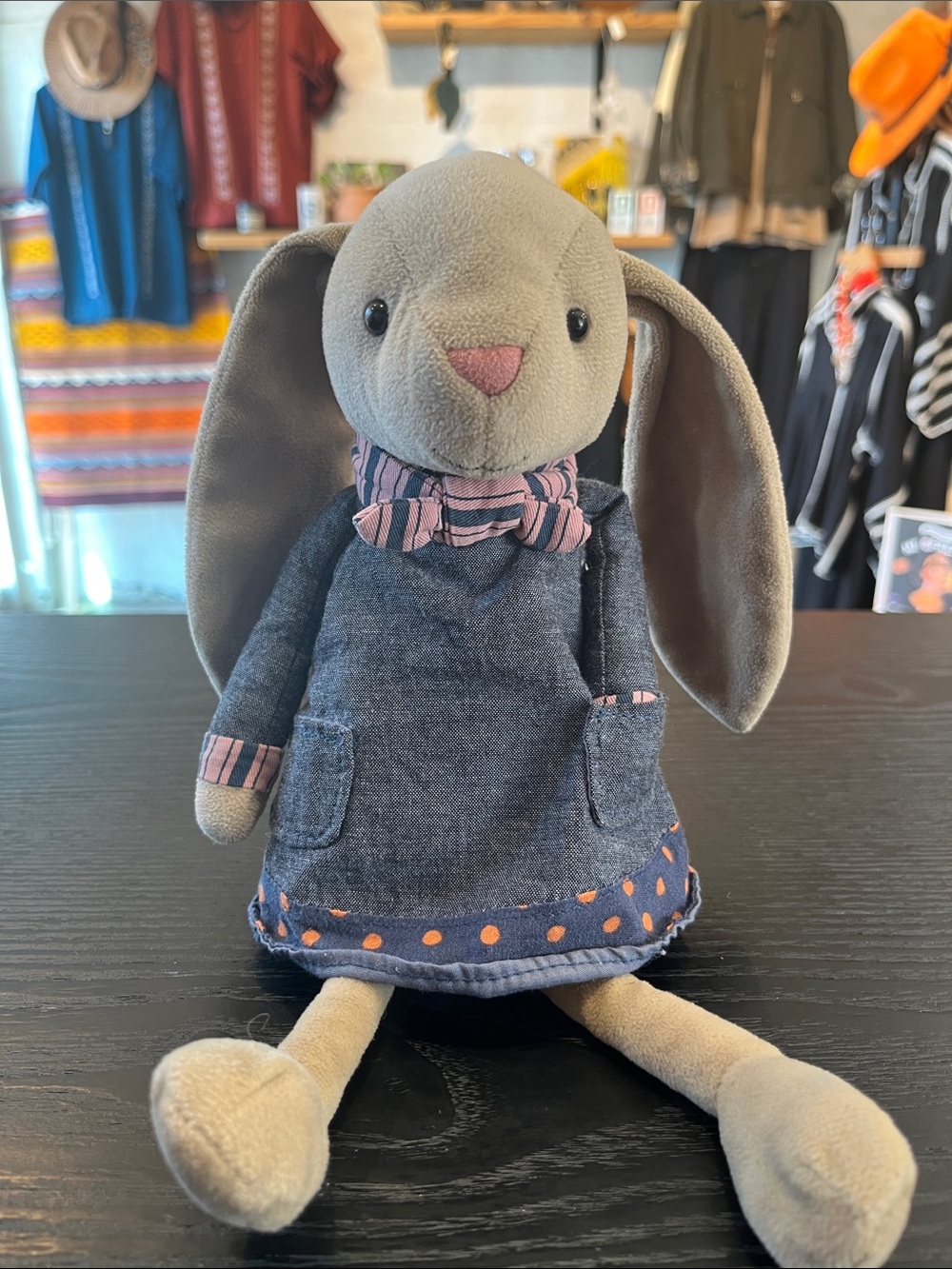 Jellycat Grey Bunny Plush with Pink Accents